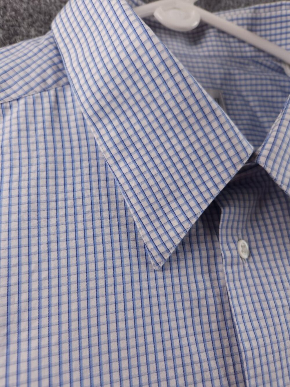 Armani Collezioni Check 18 Cotton Blue Mens Pocket Button Up Elegant Long Sleeve - Picture 8 of 16